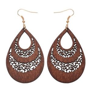 Wooden cutout earrings
